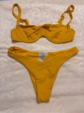 Onia Vibrant Yellow Ribbed Bikini Top